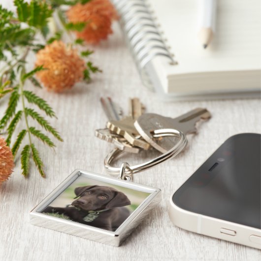 Chocolade Lab Puppy Sleutelhanger (Zijkant)