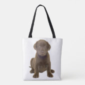 Chocolade Lab Puppy Tote Bag (Achterkant)