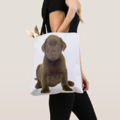 Chocolade Lab Puppy Tote Bag (Dichtbij)