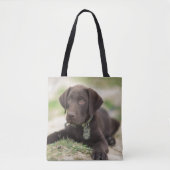 Chocolade Lab Puppy Tote Bag (Voorkant)