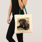 Chocolade Lab Puppy Tote Bag (Voorkant (product))