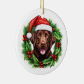 Chocolade Lab Retriever Kerstkrans Keramisch Ornament (Rechts)