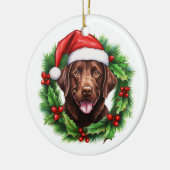 Chocolade Lab Retriever Kerstkrans Keramisch Ornament (Links)