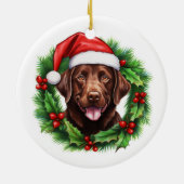 Chocolade Lab Retriever Kerstkrans Keramisch Ornament (Achterkant)