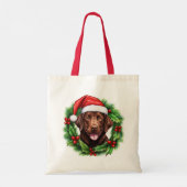 Chocolade Lab Retriever Kerstkrans Tote Bag (Achterkant)