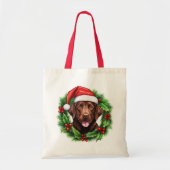 Chocolade Lab Retriever Kerstkrans Tote Bag (Voorkant)