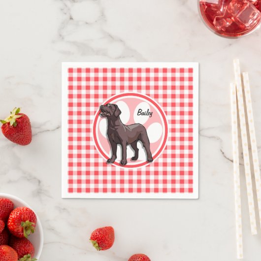 Chocolade Lab; Rode en Witte Gingham Servetten (Insitu)