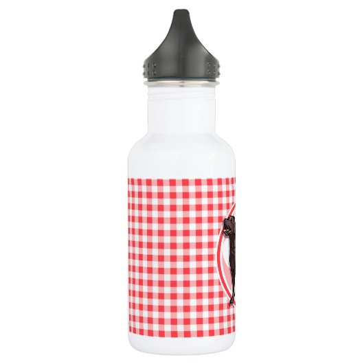 Chocolade Lab; Rode en Witte Gingham Waterfles (Links)