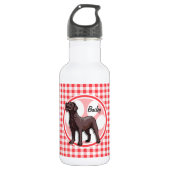 Chocolade Lab; Rode en Witte Gingham Waterfles (Voorkant)