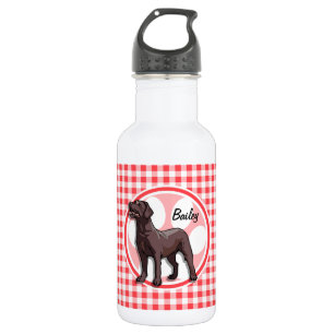 Chocolade Lab; Rode en Witte Gingham Waterfles