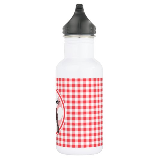 Chocolade Lab; Rode en Witte Gingham Waterfles (Rechts)