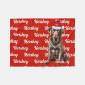 Chocolade Lab Santa Dog Custom Naam Kerst Fleece Deken (Voorkant (Horizontaal))