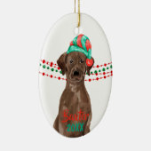 Chocolade Lab Santa Hat Holiday String Beads Keramisch Ornament (Rechts)