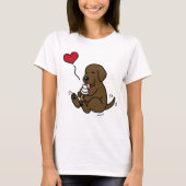 Chocolade Lab schopend ijskap met rood hart T-shirt (Voorkant)