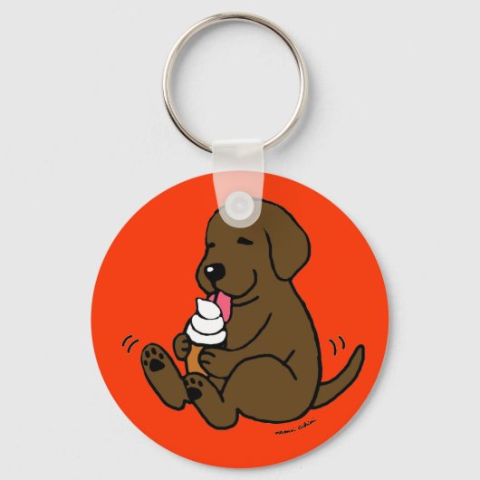 Chocolade Lab schopend ijskap Sleutelhanger (Voorkant)