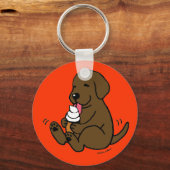 Chocolade Lab schopend ijskap Sleutelhanger (Voorkant)