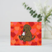 Chocolade Lab schopende ijskap met hart Briefkaart (Staand voorkant)