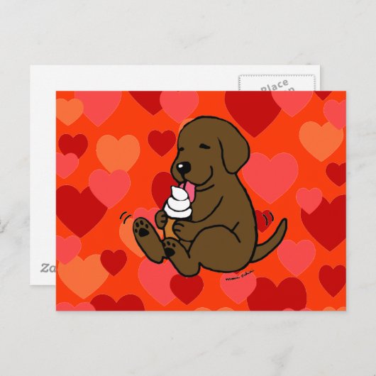 Chocolade Lab schopende ijskap met hart Briefkaart (Voorkant / Achterkant)