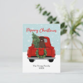 Chocolade Lab Vintage Kersttruck Feestdagenkaart (Staand voorkant)