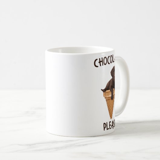 Chocolade Lab Waffle Cone Ice Cream Schattigee Lab Koffiemok (Voorkant rechts)