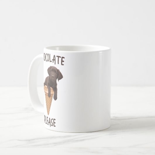 Chocolade Lab Waffle Cone Ice Cream Schattigee Lab Koffiemok (Voorkant links)