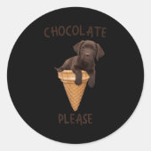 Chocolade Lab Waffle Cone Ice Cream Schattigee Lab Ronde Sticker (Voorkant)