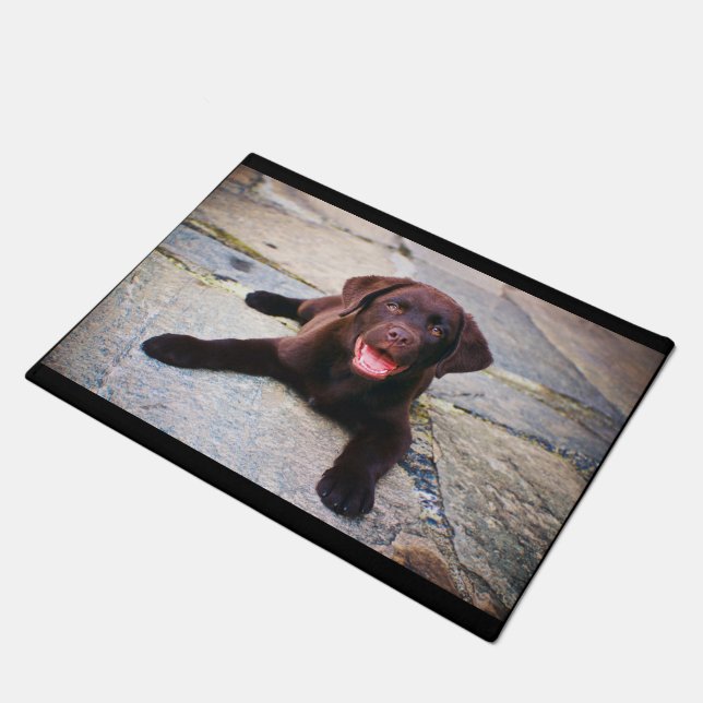 Chocolade-labpuppy Deurmat (Schuin)