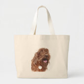 Chocolade Labradoodle #1 Bag Grote Tote Bag (Voorkant)