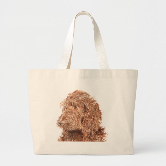 Chocolade Labradoodle 2 Bag Grote Tote Bag (Voorkant)