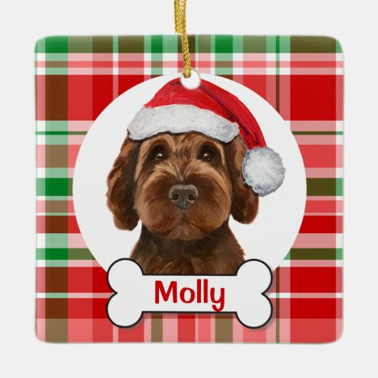 Chocolade Labradoodle / Chocolade Goldendoodle Keramisch Ornament (Voorkant)