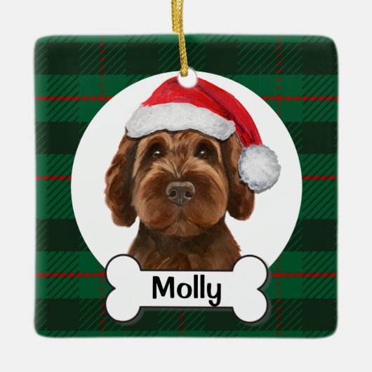 Chocolade Labradoodle / Chocolade Goldendoodle Keramisch Ornament (Voorkant)