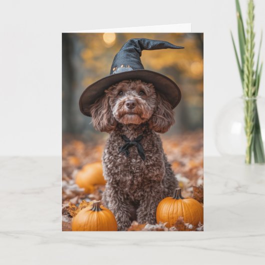 Chocolade Labradoodle Halloween Feestdagen Kaart (Voorkant)