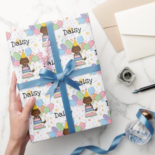 Chocolade Labradoodle Hond Verjaardag Cadeaupapier (Geschenken)