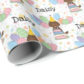 Chocolade Labradoodle Hond Verjaardag Cadeaupapier (Rol Hoek)