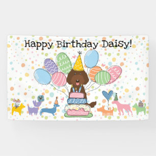 Chocolade Labradoodle Hond Verjaardagsfeestje Spandoek