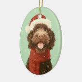 Chocolade Labradoodle Kerstsouvenir Keramisch Ornament (Links)