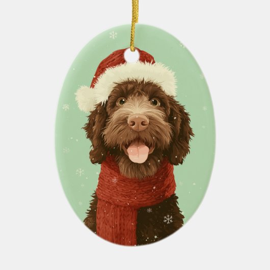 Chocolade Labradoodle Kerstsouvenir Keramisch Ornament (Voorkant)