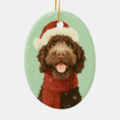Chocolade Labradoodle Kerstsouvenir Keramisch Ornament (Achterkant)