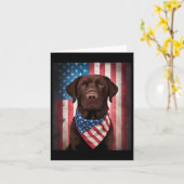 Chocolade Labrador American Flag 4 juli Dog Kaart (Gele Bloem)