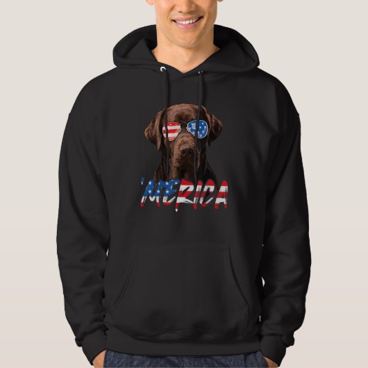 Chocolade Labrador American Flag Lab Dog 4e van Hoodie (Voorkant)