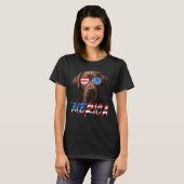 Chocolade Labrador American Flag Lab Dog 4e van T-shirt (Voorkant volledig)