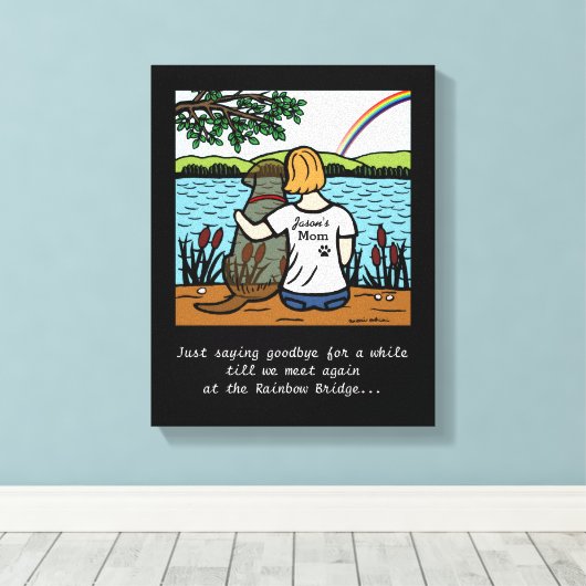 Chocolade Labrador Angel en Mom Canvas (Insitu (Houten vloer))