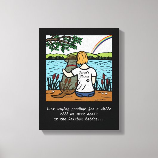 Chocolade Labrador Angel en Mom Canvas (Voorkant)