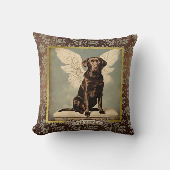  Chocolade Labrador Angel gepersonaliseerd Kussen (Voorkant)