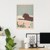Chocolade Labrador Badkamer Print Japanse Ukiyo-e (Thuiskantoor)