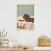 Chocolade Labrador Badkamer Print Japanse Ukiyo-e (Keuken)