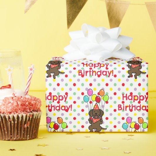 Chocolade labrador ballonnen Verjaardag Cadeaupapier (Verjaardagsfeest)