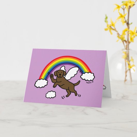 Chocolade Labrador beschermengel Dank u Kaart (Gele Bloem)