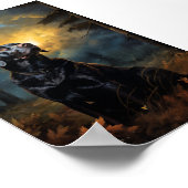 Chocolade labrador bij nacht poster (Hoek)