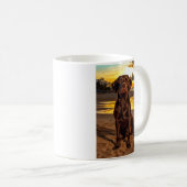 Chocolade Labrador bij zonsondergang Koffiemok (Voorkant rechts)